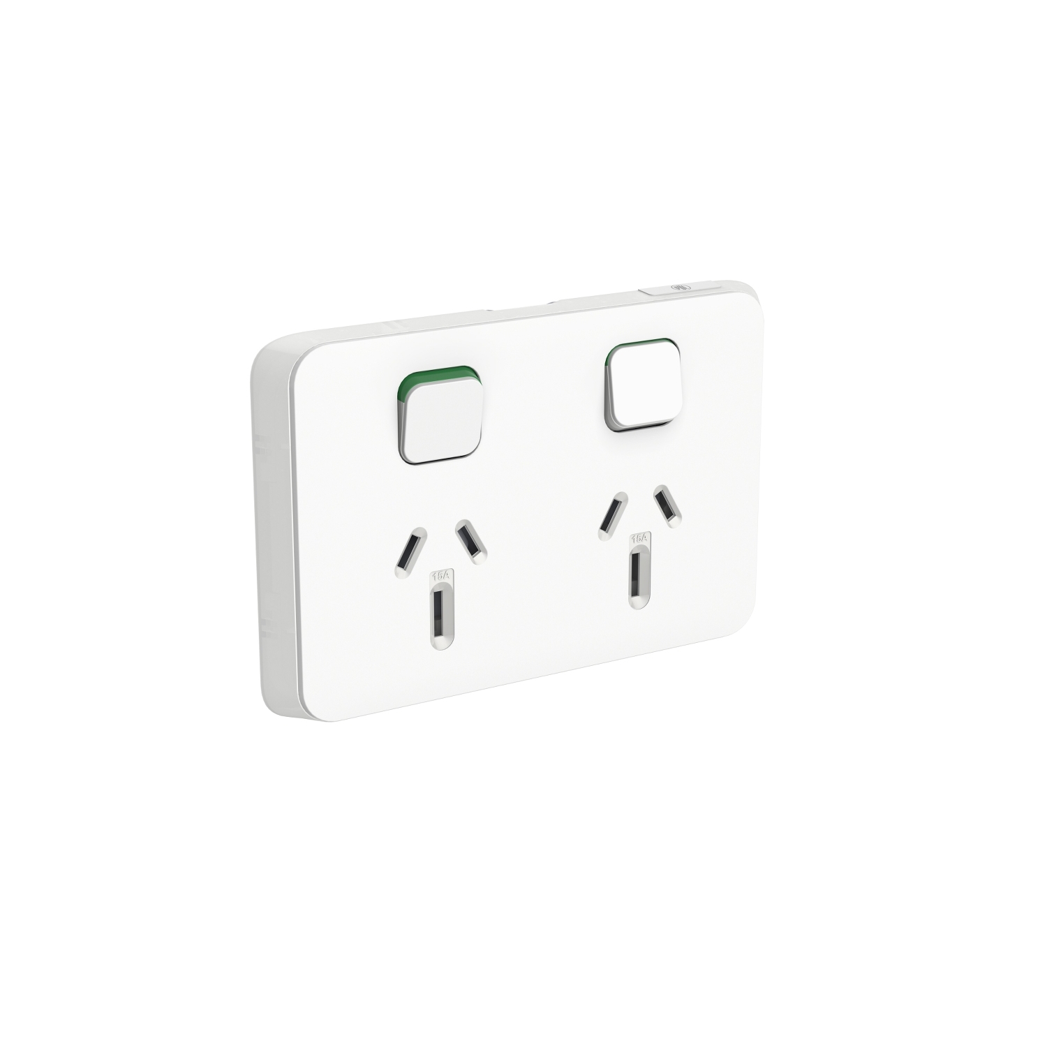 PDL Iconic - Cover Plate Double Switched Socket 15A Horizontal - Vivid White