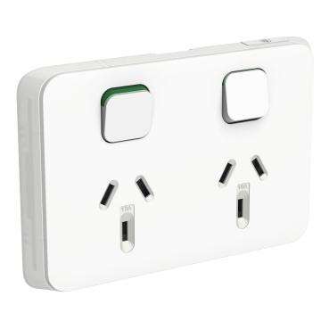 Iconic, Double Switched Socket, 10A Horizontal 250V
