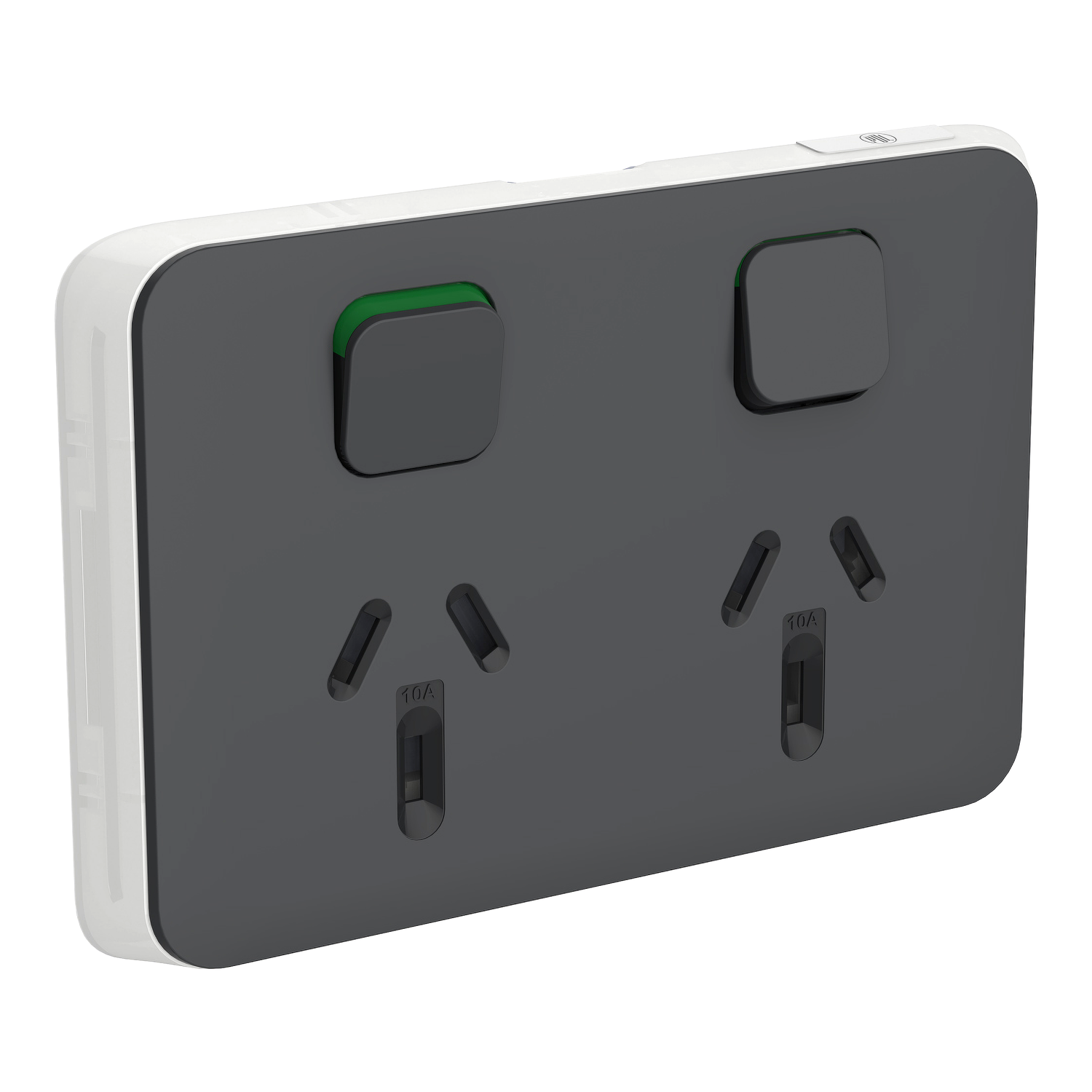 PDL Iconic - Cover Plate Double Switched Socket 10A Horizontal - Anthracite
