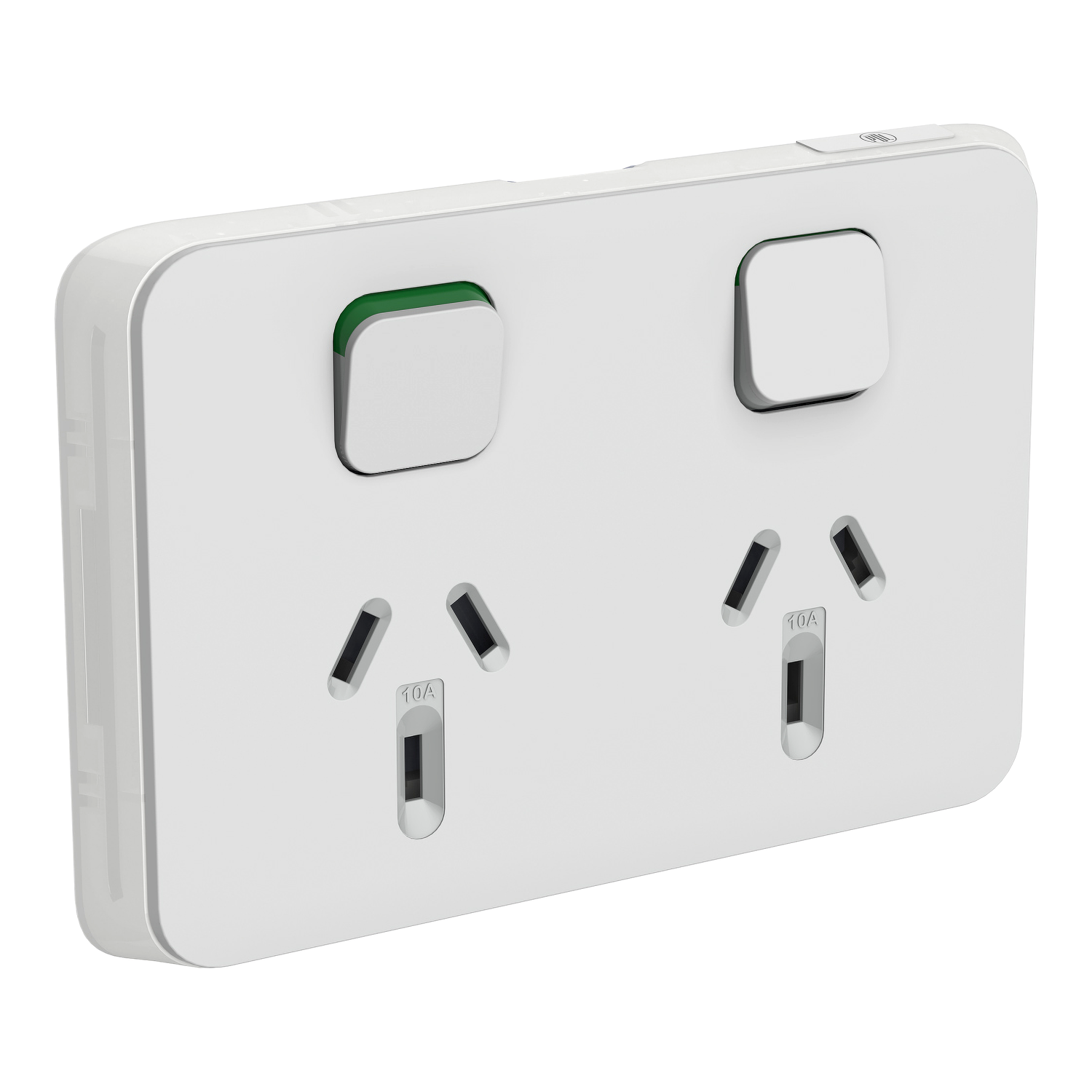 PDL Iconic - Cover Plate Double Switched Socket 10A Horizontal - Cool Grey