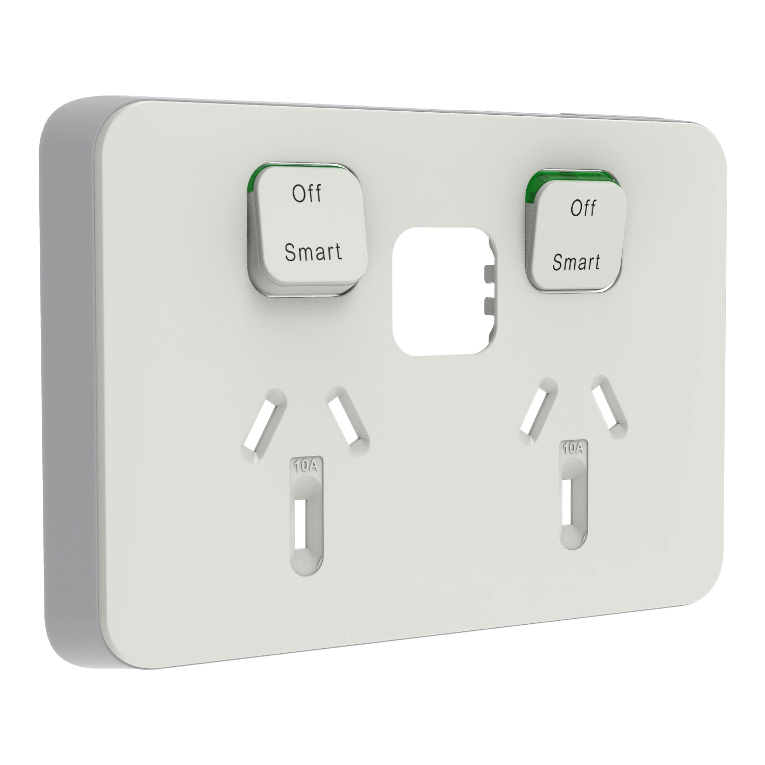 PDL Iconic - Cover Plate Connected Double Switched Socket - Cool Grey