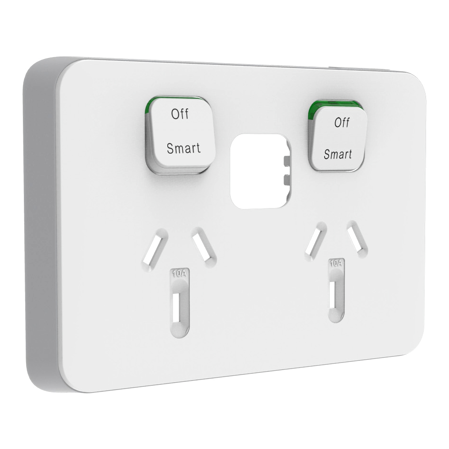PDL Iconic - Cover Plate Connected Double Switched Socket - Vivid White