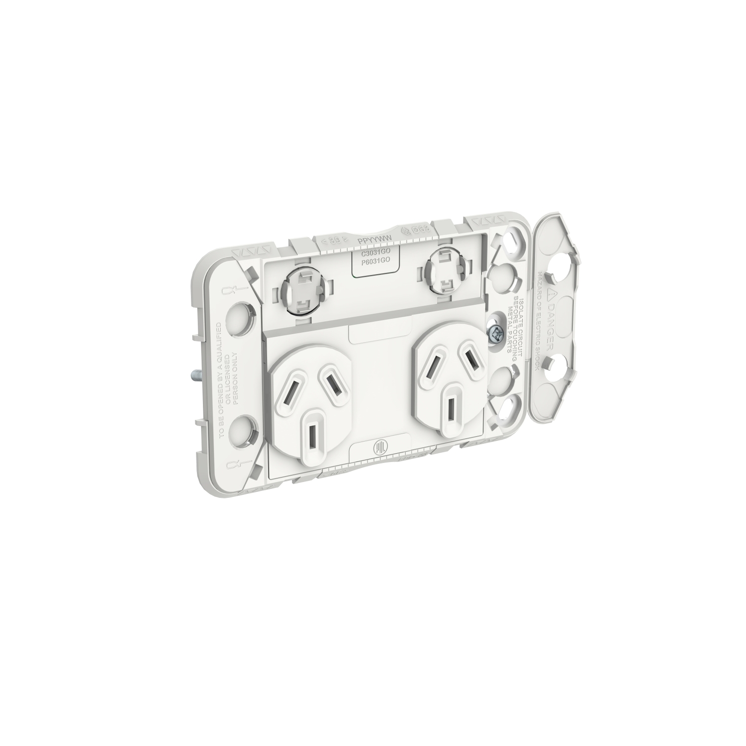 PDL Iconic - Grid Double Switched Socket 10A Horizontal 250V