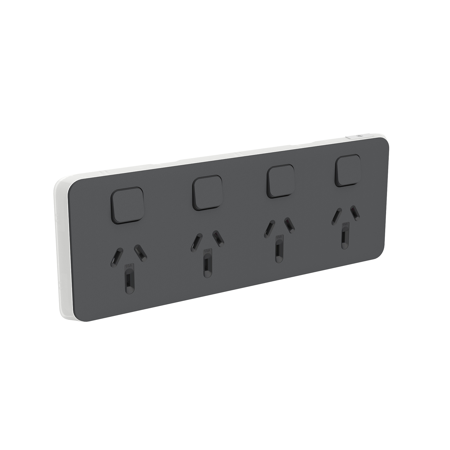 PDL Iconic - Cover Plate Quad Switched Socket 10A Horizontal - Anthracite