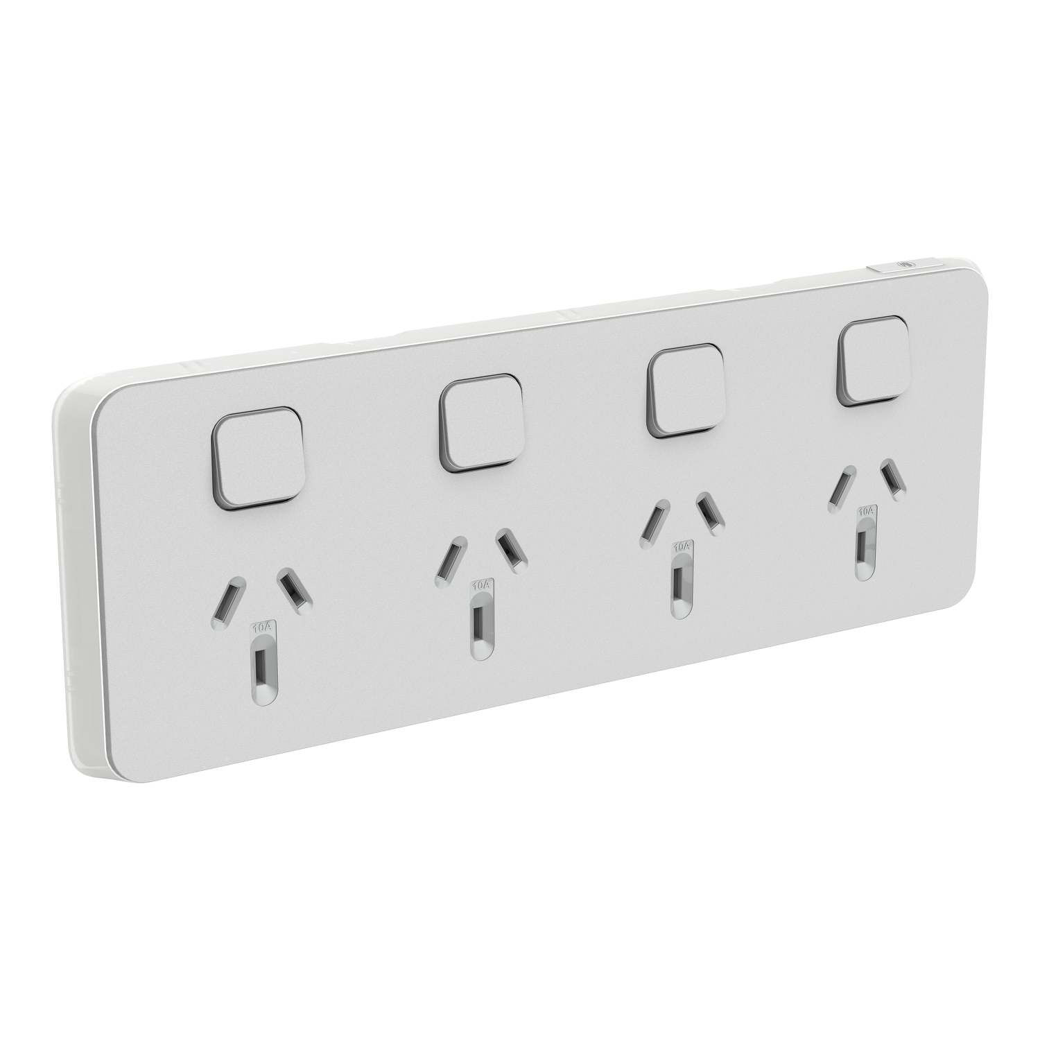 PDL Iconic - Cover Plate Quad Switched Socket 10A Horizontal - Cool Grey