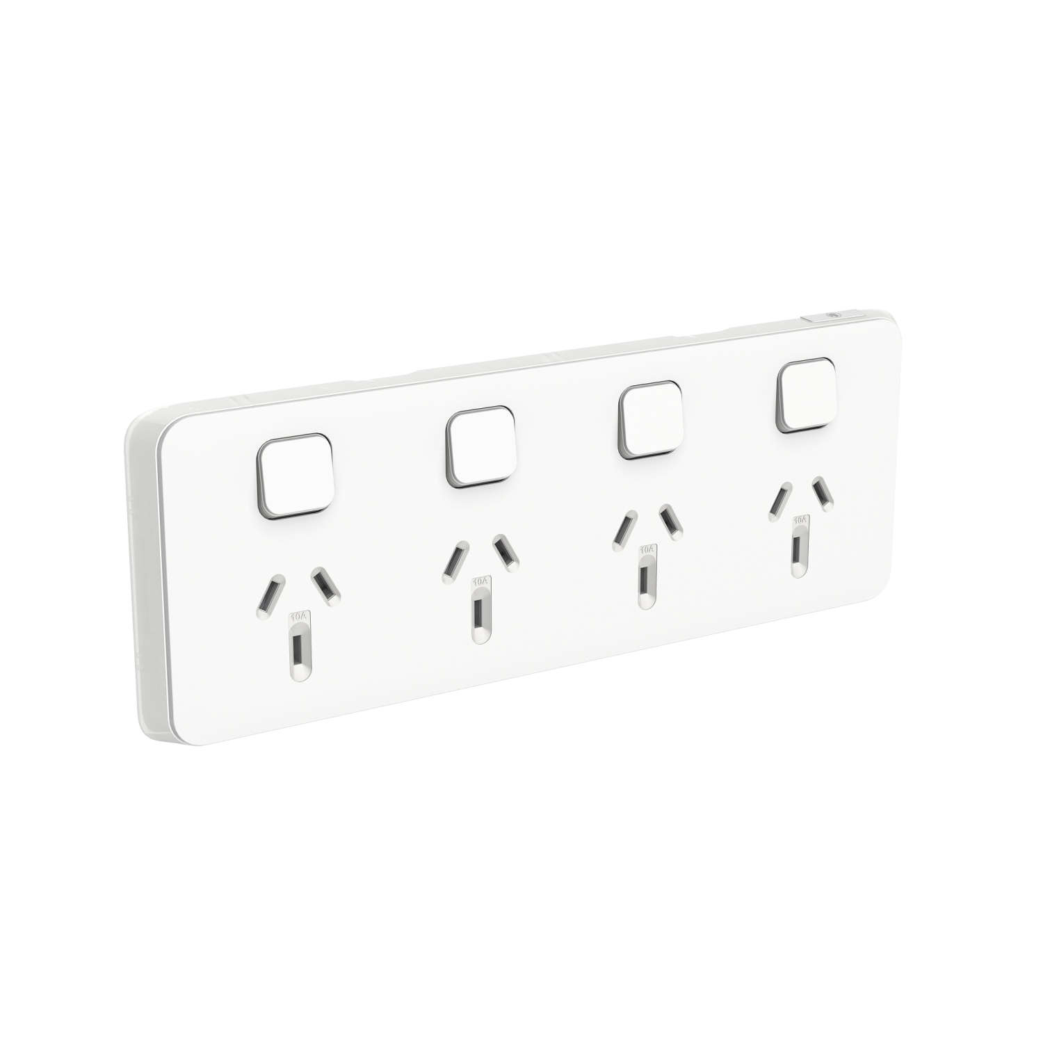 PDL Iconic - Cover Plate Quad Switched Socket 10A Horizontal - Vivid White
