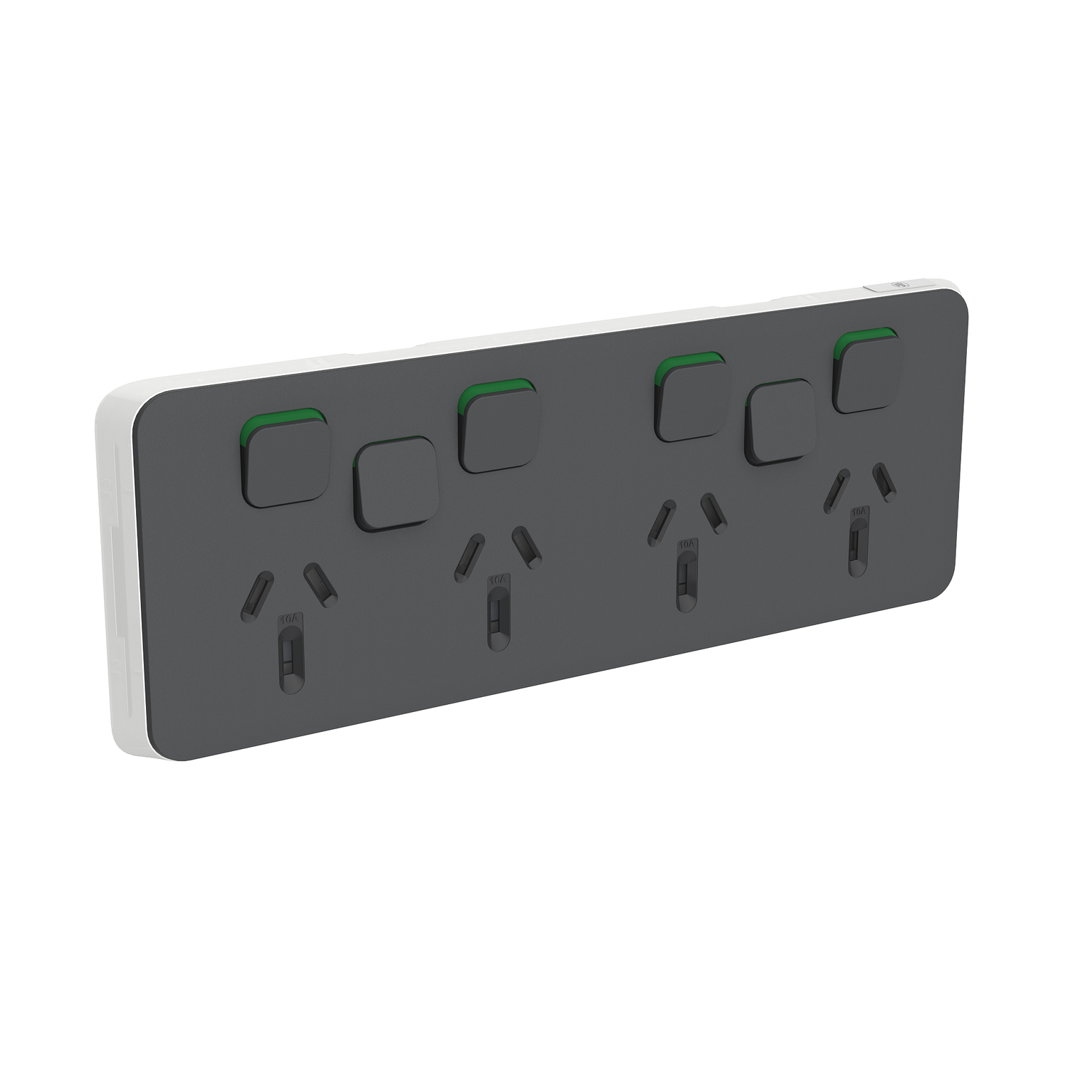 PDL Iconic - Cover Plates Quad Switched Socket 10A + 2 Switches - Anthracite