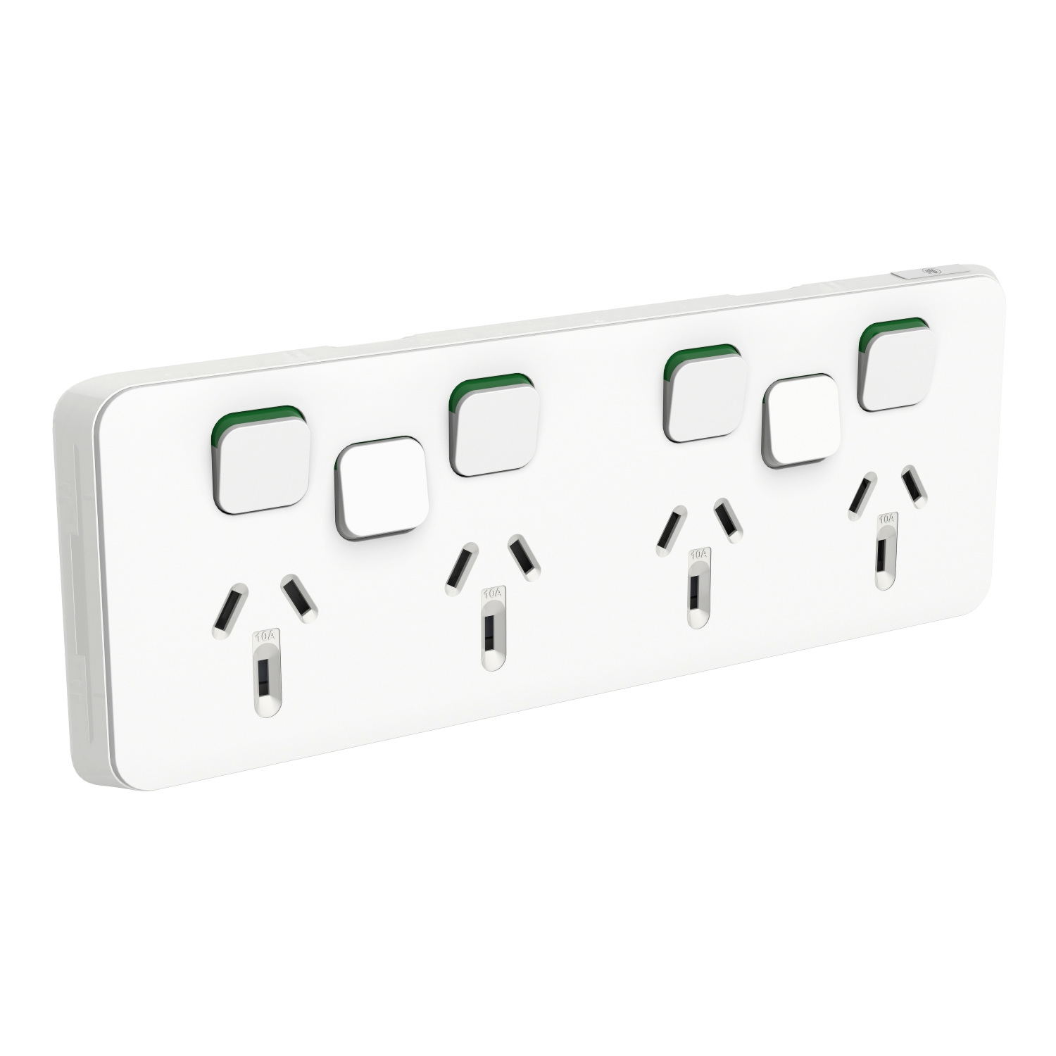 PDL Iconic - Cover Plates Quad Switched Socket 10A + 2 Switches - Vivid White