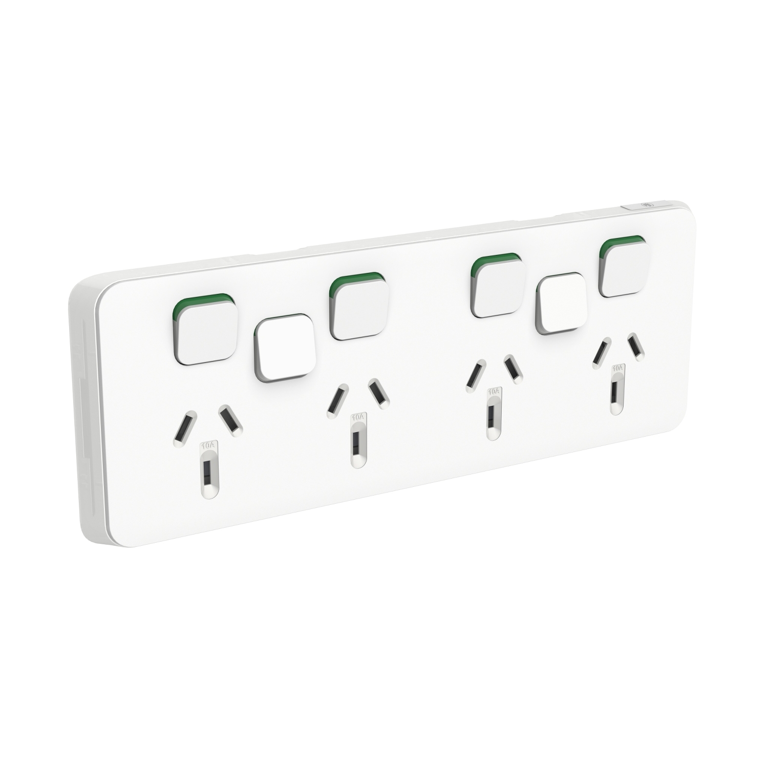 PDL Iconic - Quad Switched Socket + 2 Switches 10A Horizontal 250V Less Mechs - Vivid White