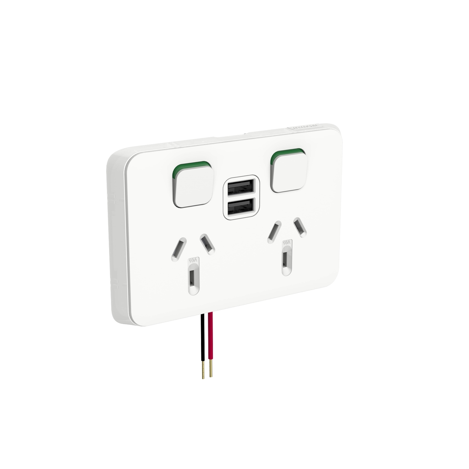 PDL Iconic - Double Switched Socket + Dual USB Type A - Vivid White