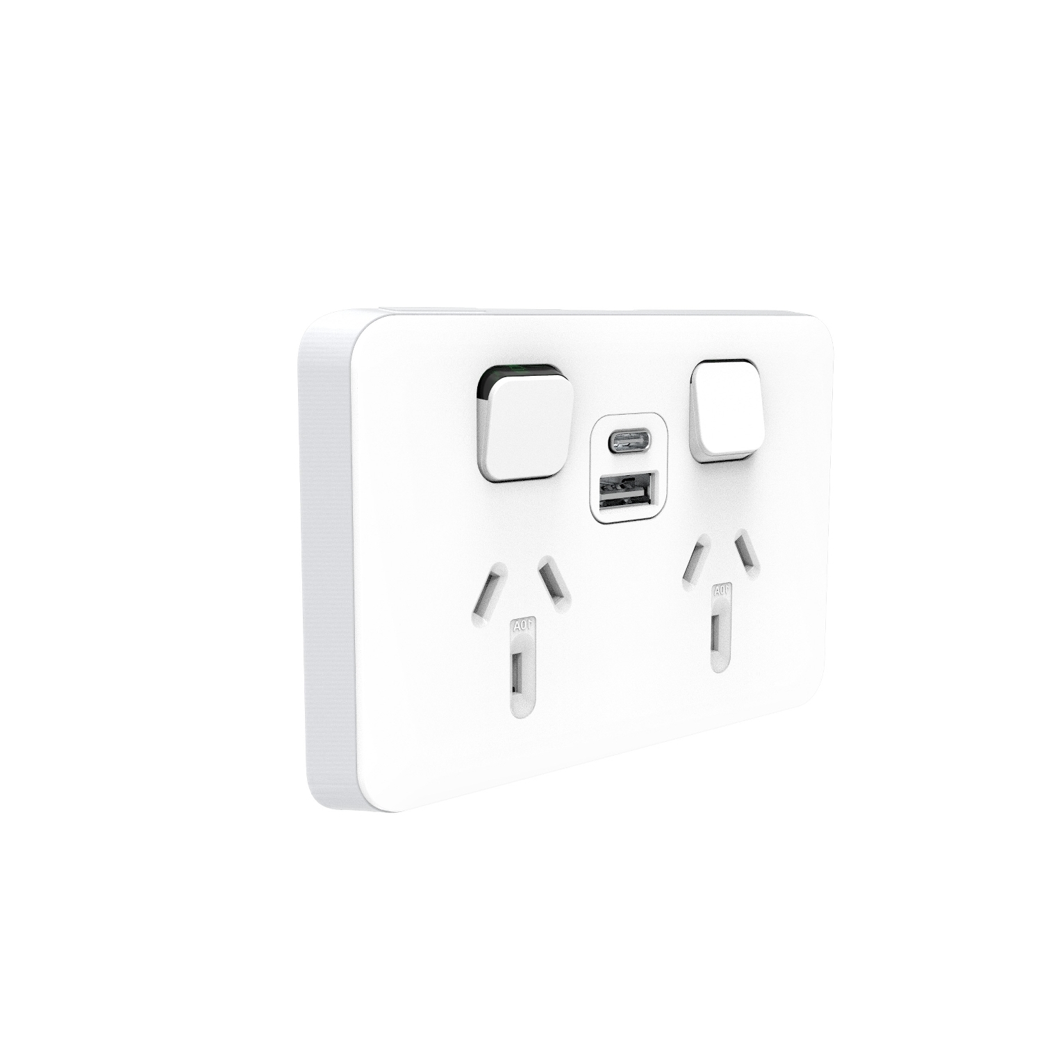 PDL Iconic - Double Switched Socket + Dual USB Type A+C - Vivid White