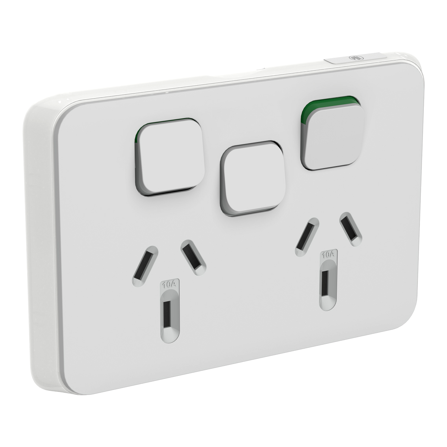 PDL Iconic - Cover Plate Double Switched Socket 10A + Switch Horizontal - Cool Grey