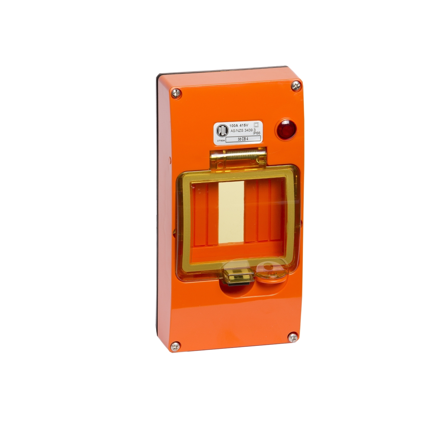 PDL 56 Series - Din Rail MCB RCD Mounting Cover 4-Pole IP66 - Chemical-Resistant Orange