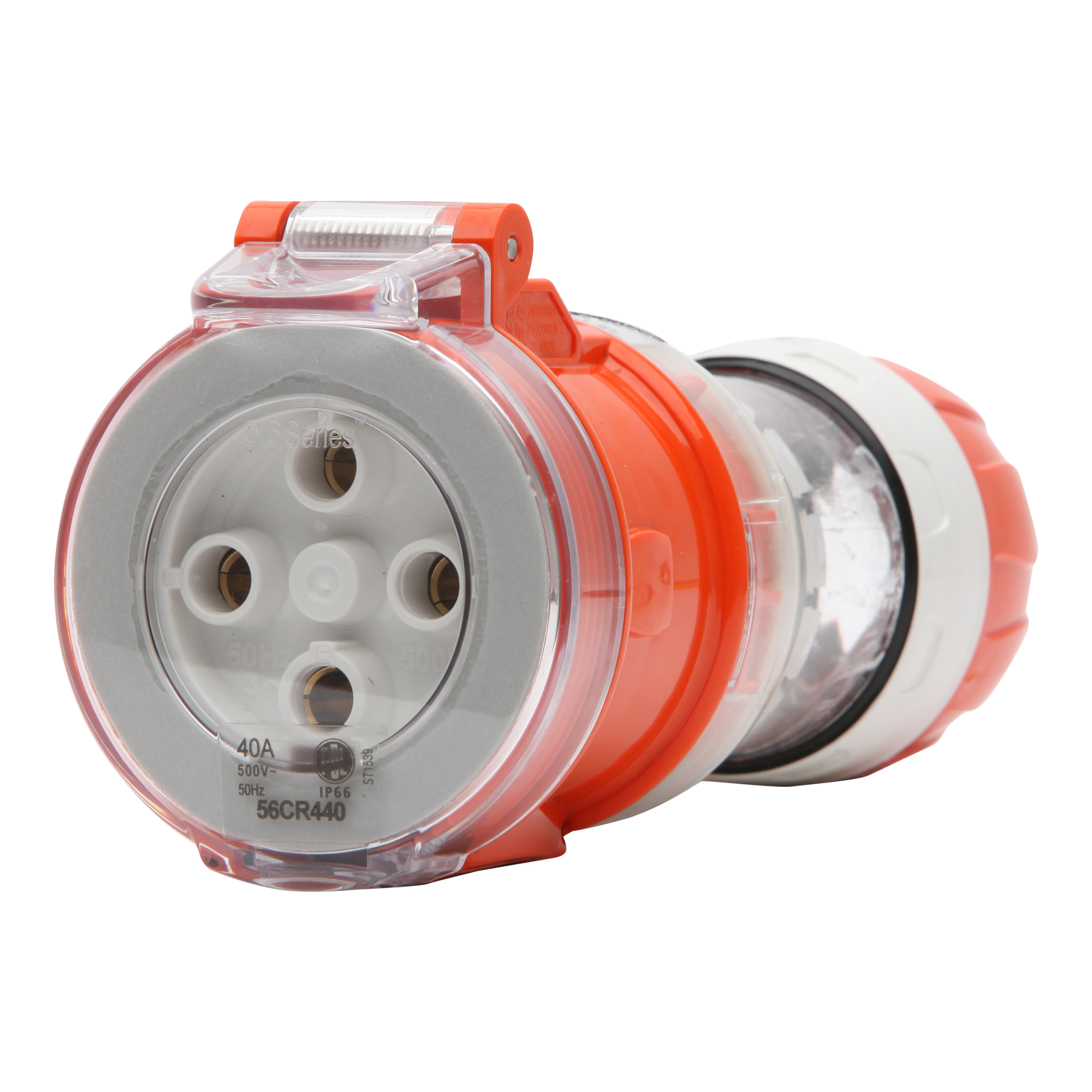 PDL 56 Series - Cord Connector Extension Socket 40A 500V 4-Round Pin IP66 - Orange
