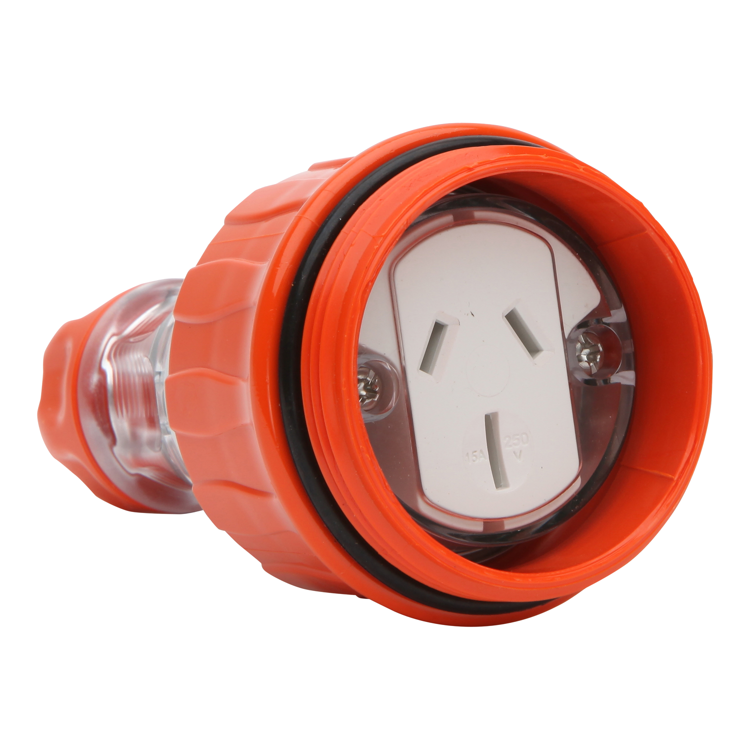 PDL 56 Series - Cord Connector Extension Socket 15A 250V 3-Flat Pin IP66 - Orange