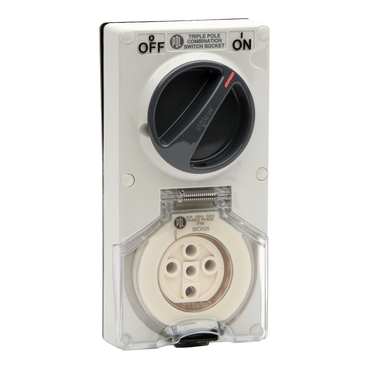 PDL56SO516CEELEGY - 56 Series, Socket, CEE 16A 400V 3-Phase 5-Round Pin  IP57, Grey Red