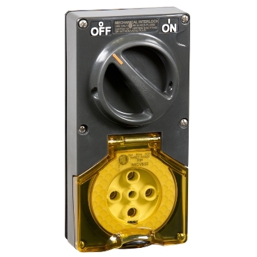 56 Series, Switched Socket, 32A 500V 5-Round Pin 2-Gang 3-Pole IP66