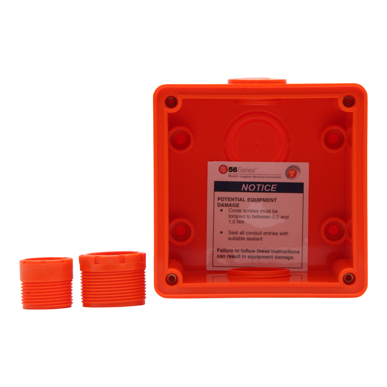 PDL 56 Series - Enclosure 1-Gang 1x25mm 1x32mm IP66 - Chemical-Resistant Orange