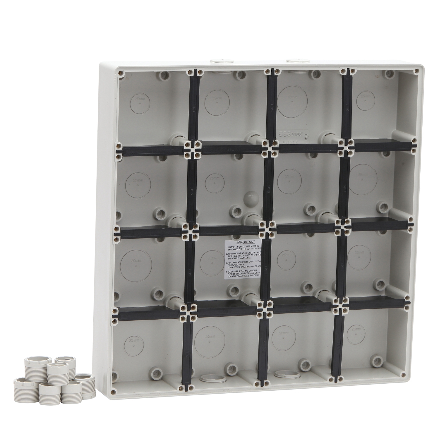 PDL 56 Series - Enclosure 16-Gang 4x32mm 4x40mm IP66 - Grey