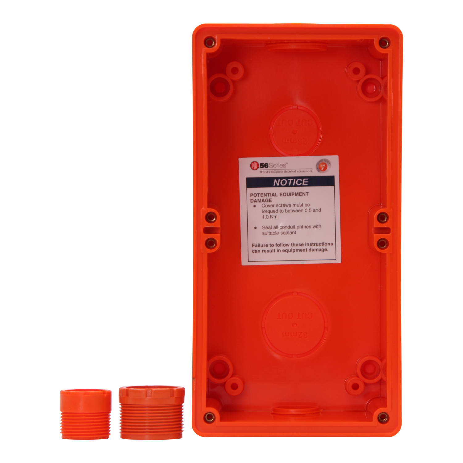PDL 56 Series - Enclosure 2-Gang 1x25mm 1x32mm IP66 - Chemical-Resistant Orange