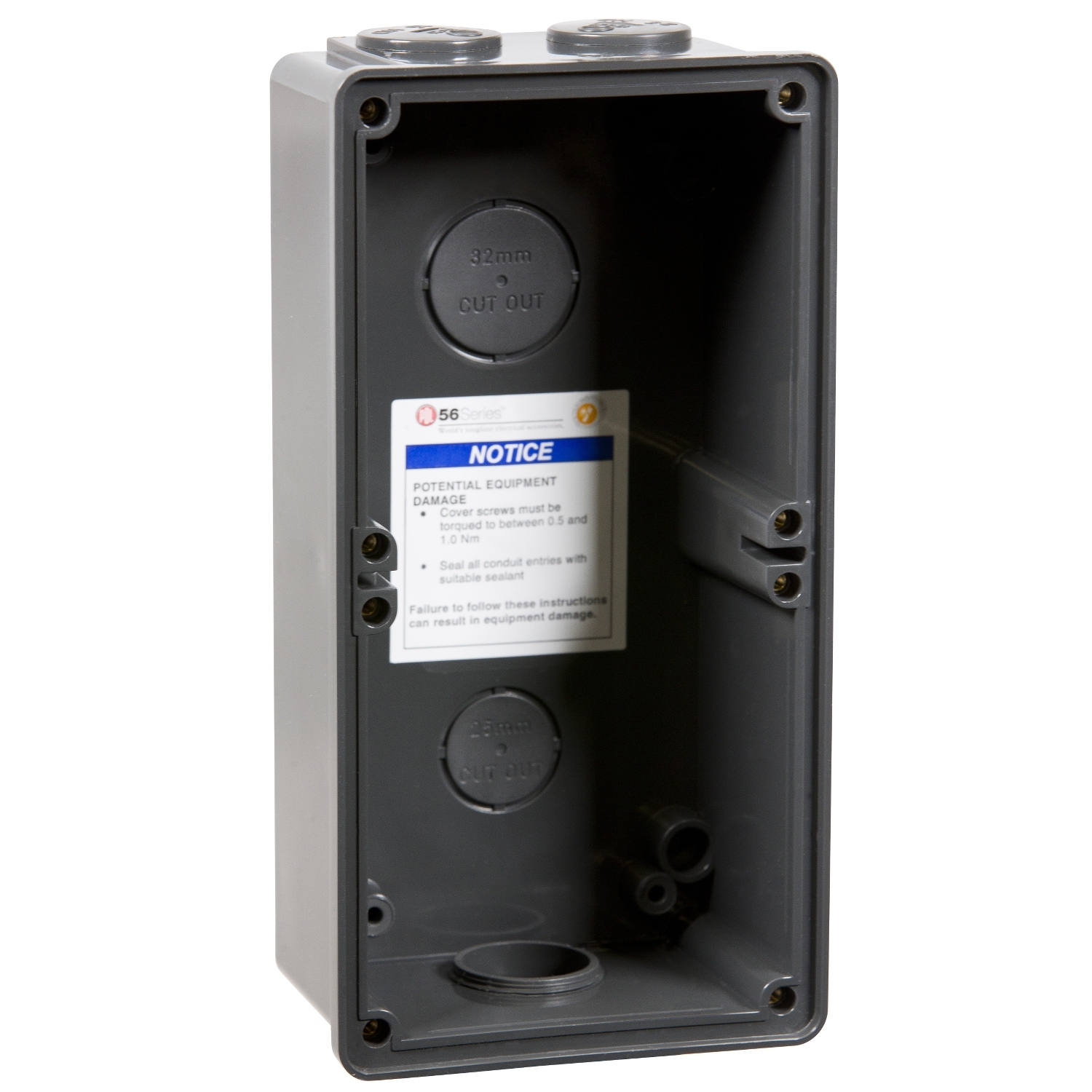 PDL 56 Series - Enclosure 2-Gang 2x25mm 1x32mm IP66 - Chemical-Resistant Grey