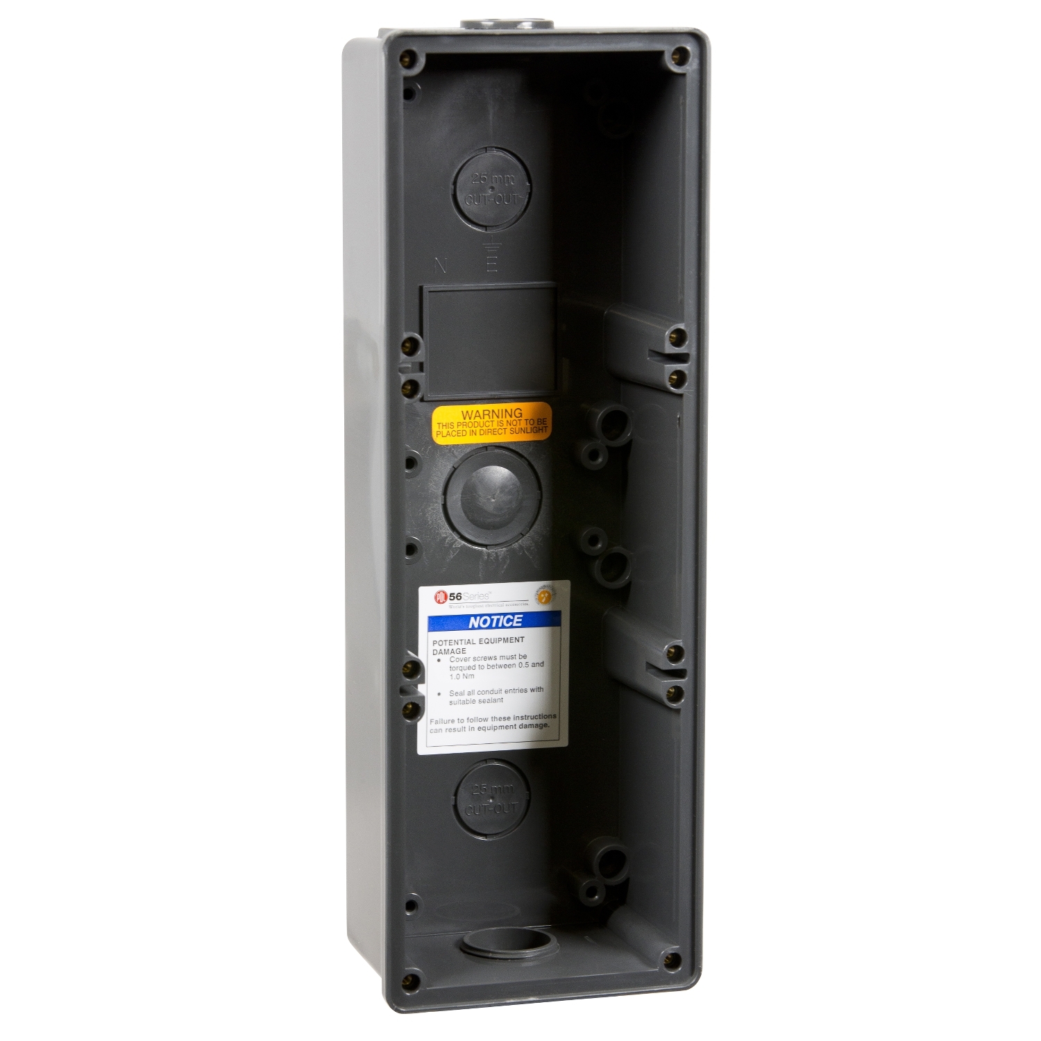 PDL 56 Series - Enclosure 3-Gang 1x25mm 1x32mm IP66 - Chemical-Resistant Grey