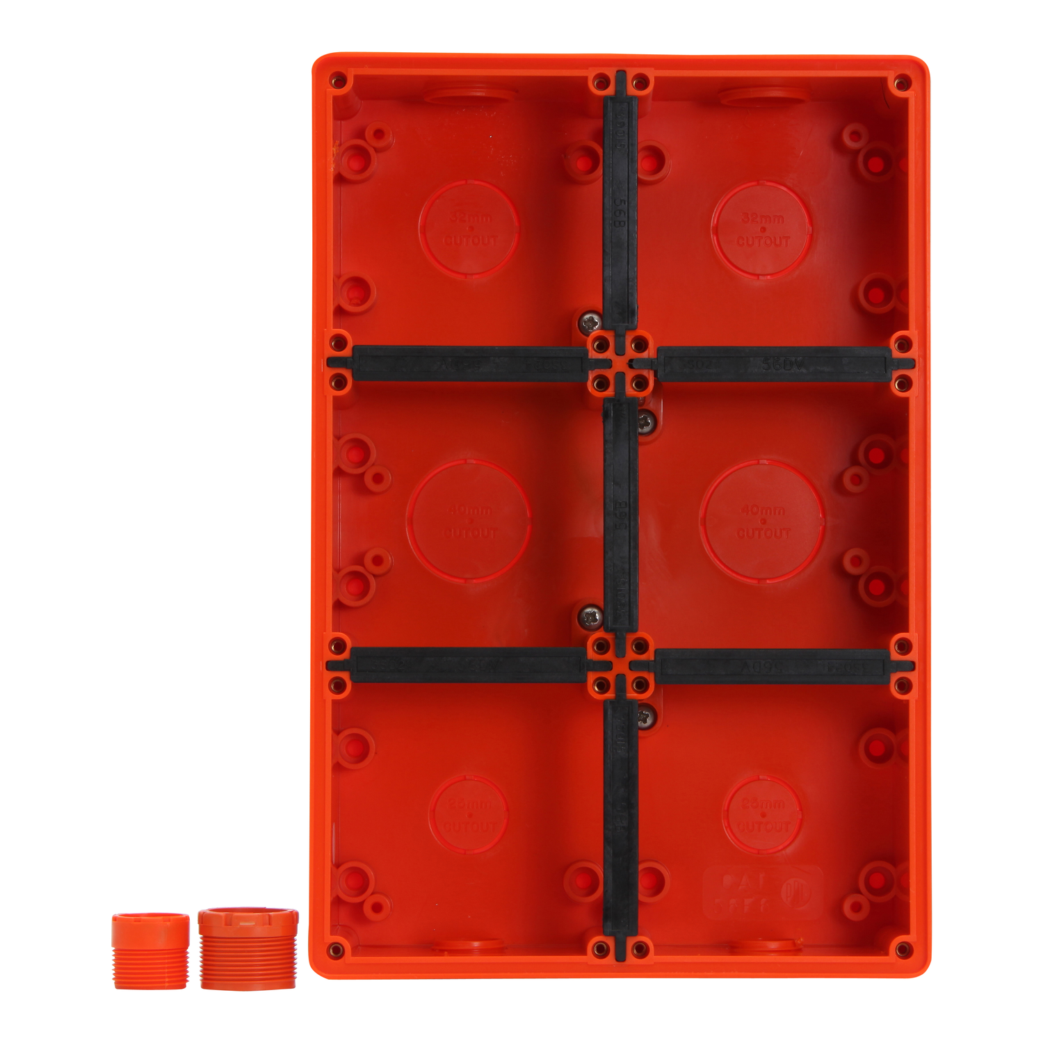 PDL 56 Series - Enclosure 6-Gang 2x25mm 2x32mm IP66 - Chemical-Resistant Orange
