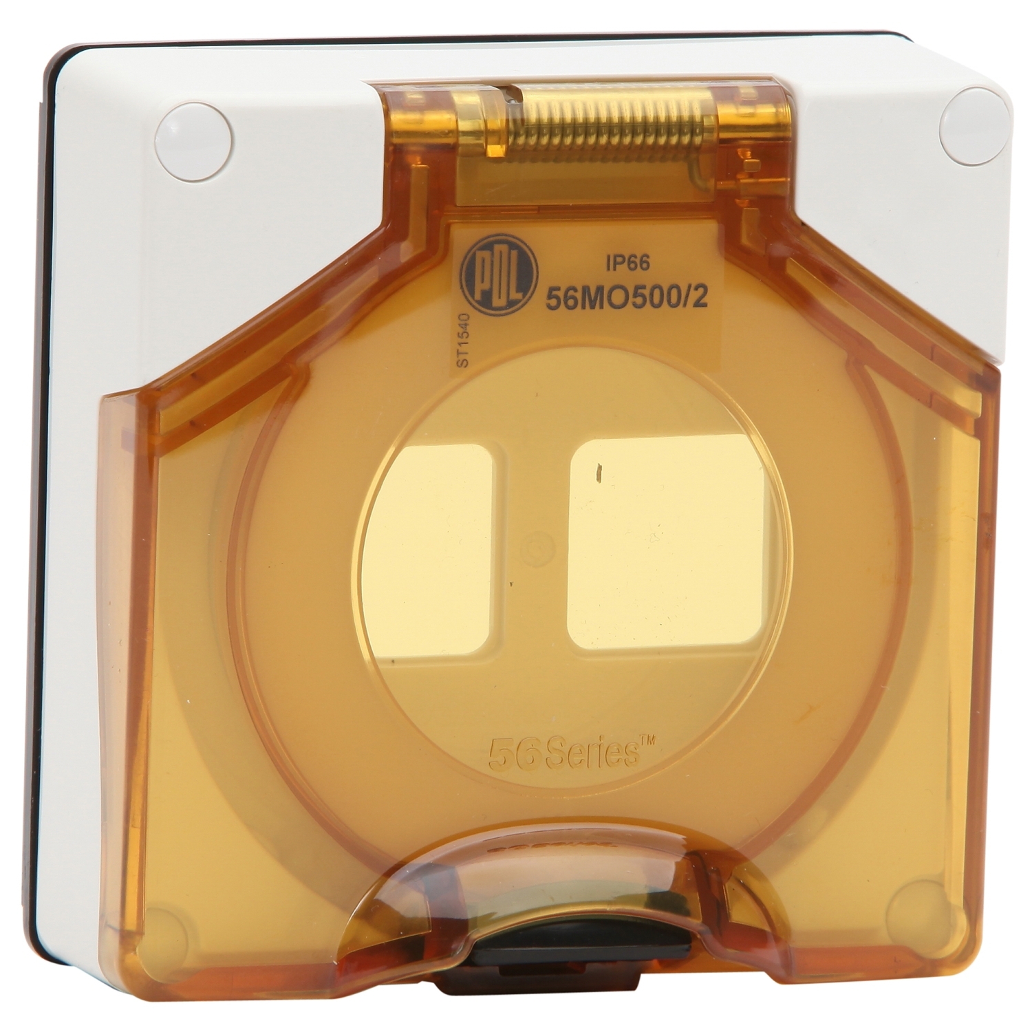 PDL 56 Series - Switch Cover 1-Gang 2-Aperture IP66 -Suits 500/600 Modules - Chemical-Resistant Orange
