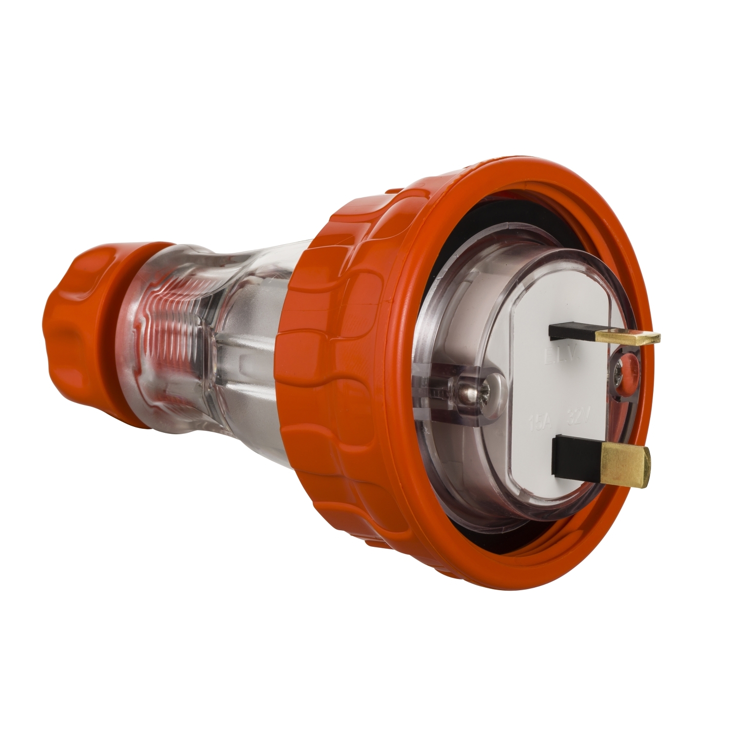 PDL 56 Series - Plug Straight 15A 32V 1-Phase 2-Flat Pin IP66 - Orange