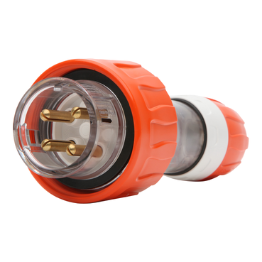56 Series, Plug Straight, 16A 500V 3-Phase 4-Round Pin Keyway IP66, Orange