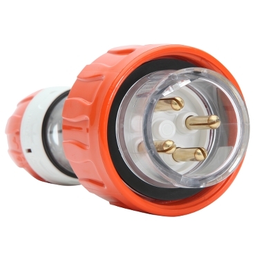 56 Series, Plug Straight, 20A 500V 3-Phase 4-Round Pin IP66, Orange