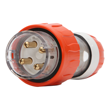 56 Series, Plug Straight, 32A 500V 3-Phase 4-Round Pin IP66, Orange