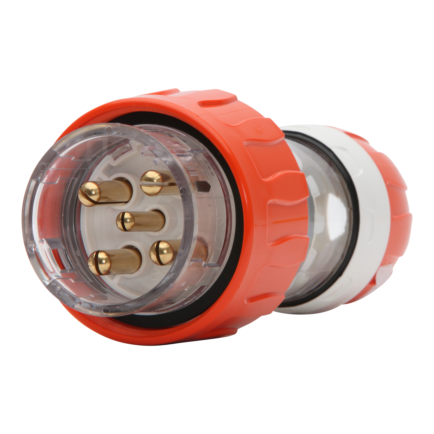 PDL 56 Series - Plug Straight 32A 500V 3-Phase 5-Round Pin IP66 - Orange