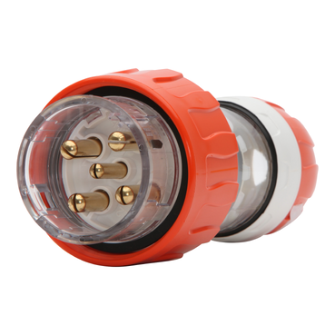56 Series, Plug Straight, 32A 500V 3-Phase 5-Round Pin IP66, Orange