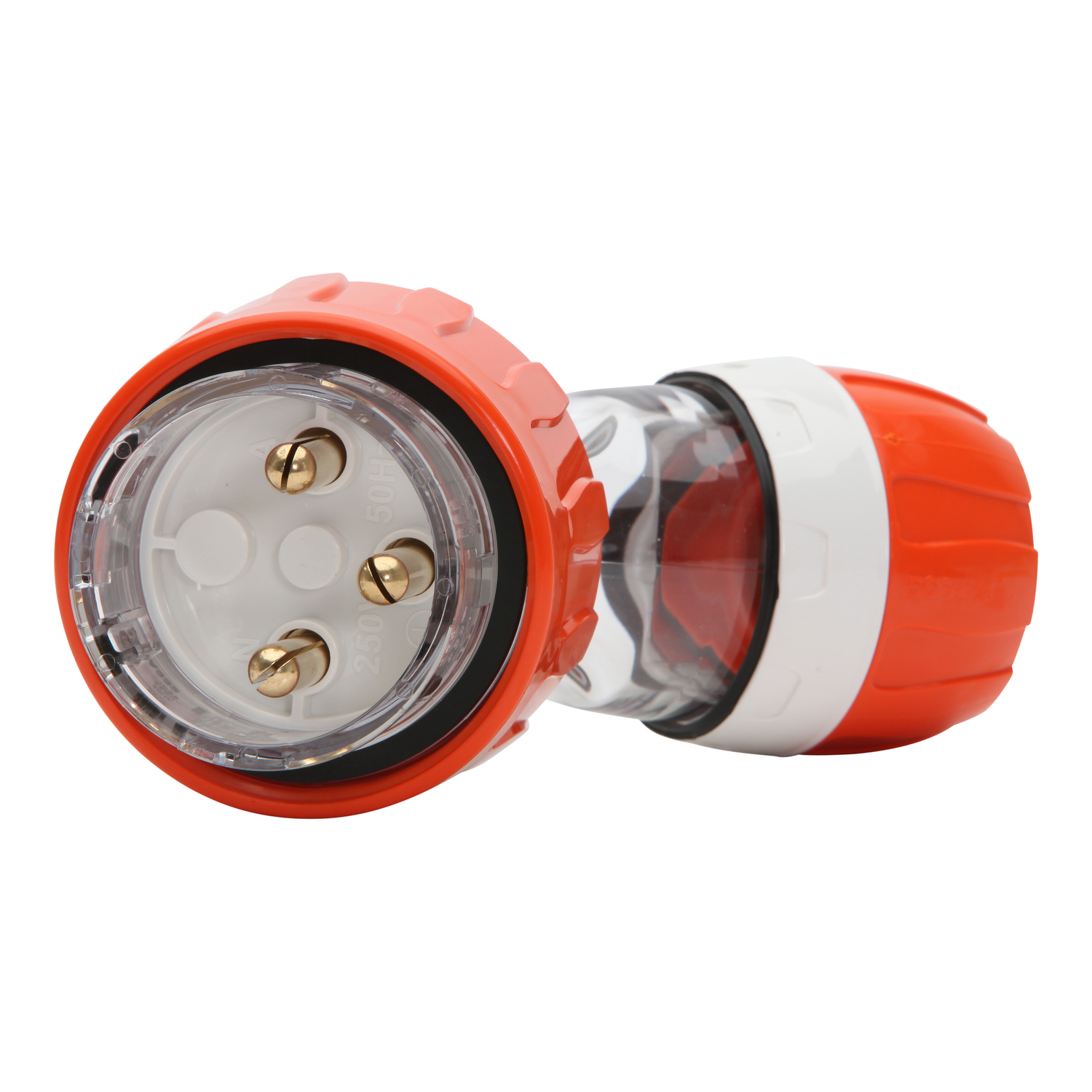 PDL 56 Series - Plug Angled 32A 250V 1-Phase 3-Round Pin IP66 - Orange