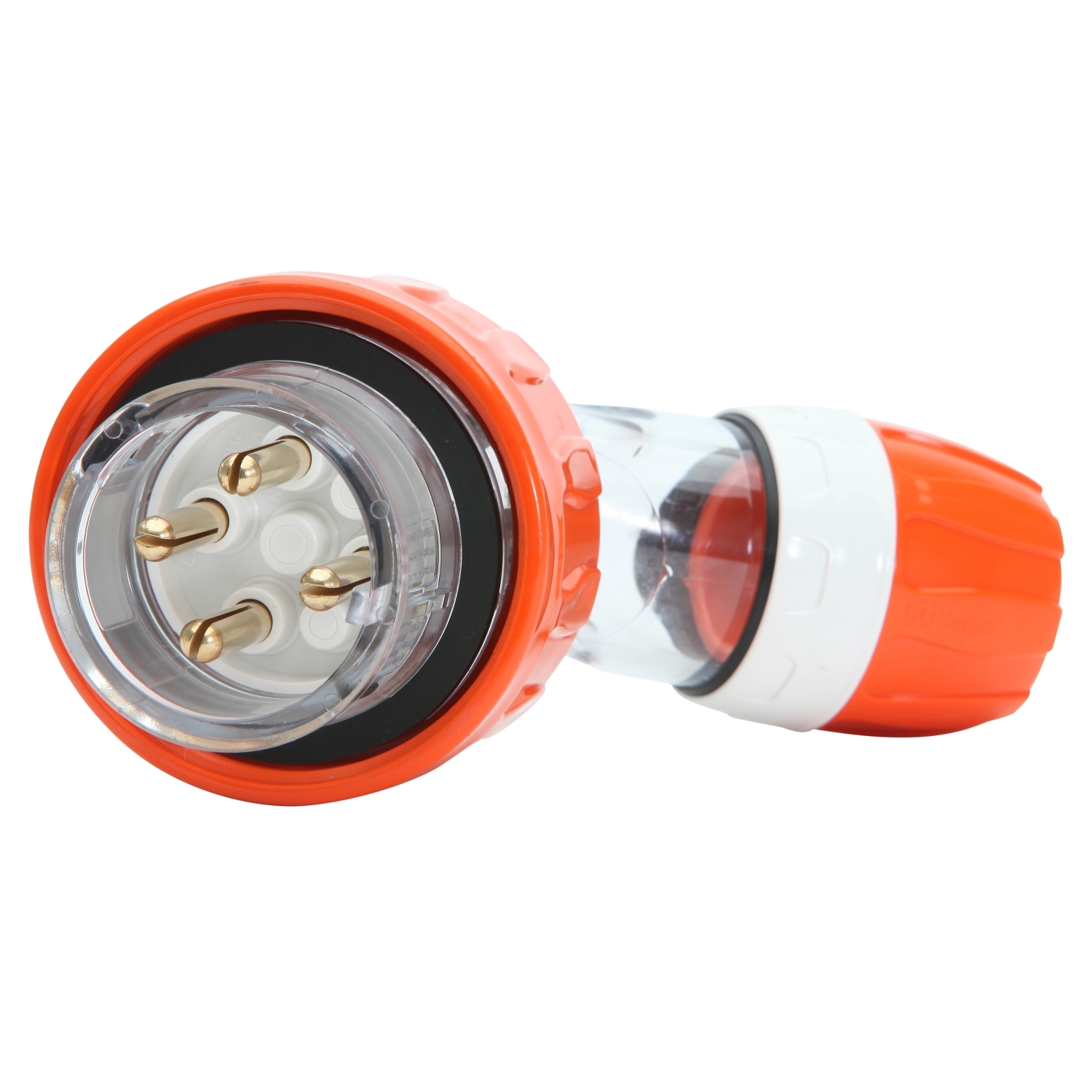 PDL 56 Series - Plug Angled 16A 250V 3-Phase 4-Round Pin IP66 - Orange