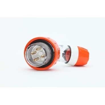 56 Series, Plug Angled, 16A 250V 3-Phase 4-Round Pin Keyway IP66, Orange