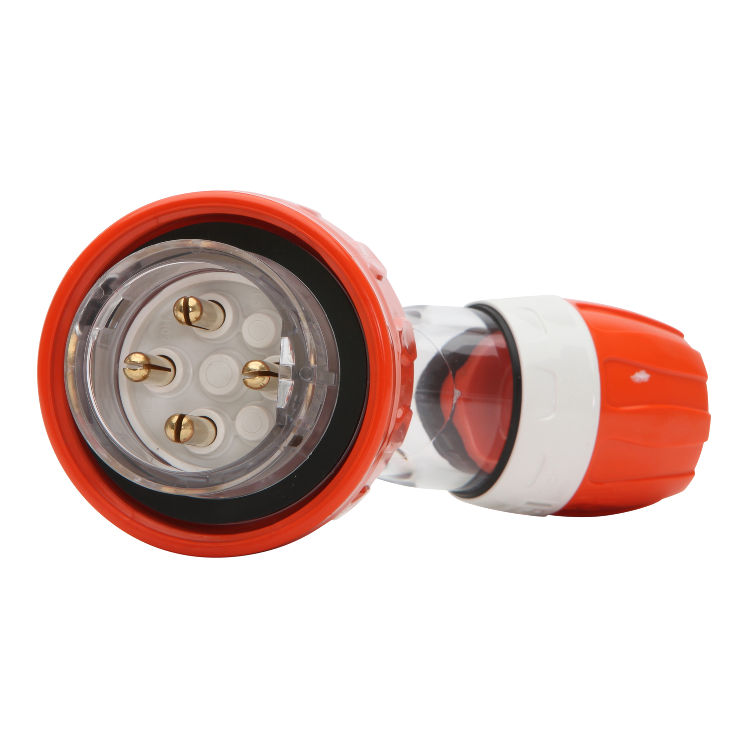 PDL 56 Series - Plug Angled 20A 500V 3-Phase 4-Round Pin IP66 - Orange