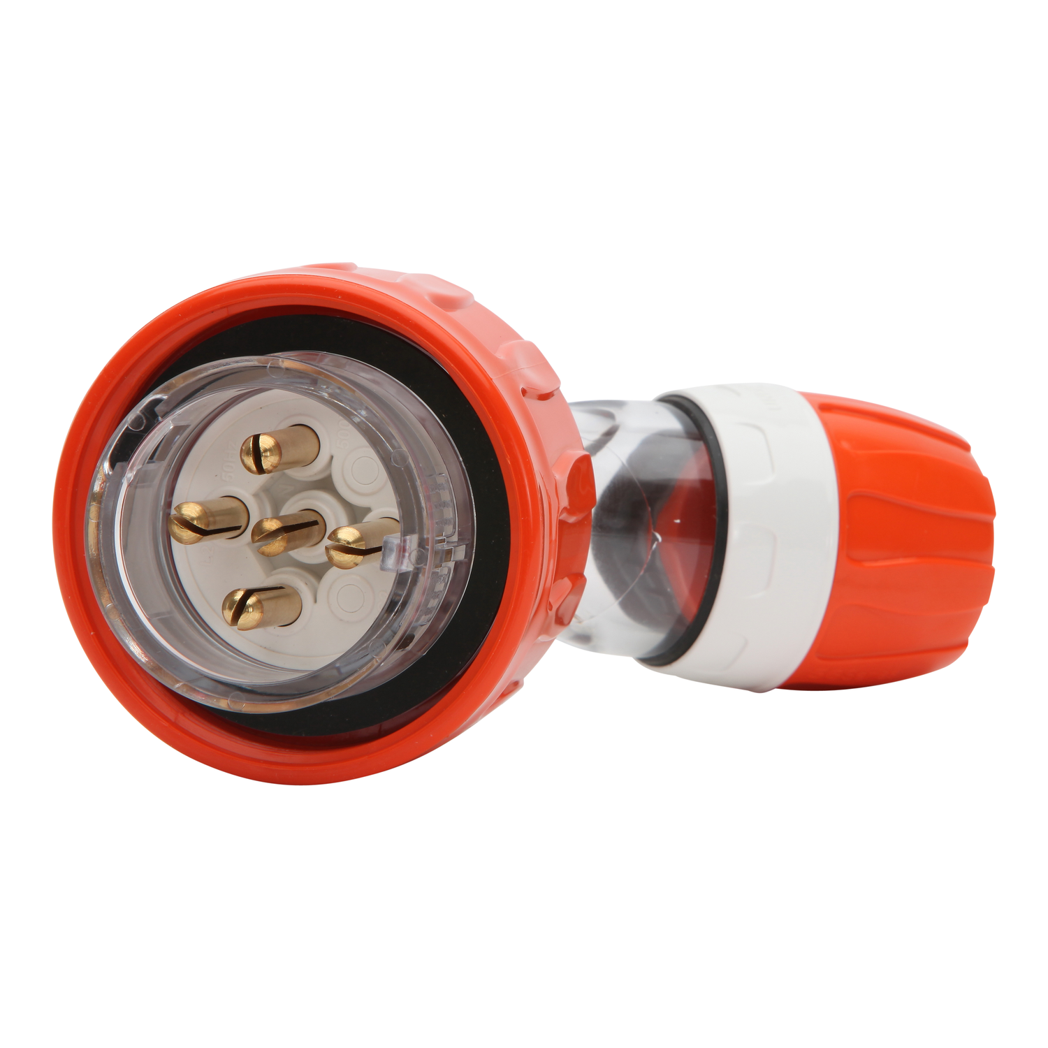 PDL 56 Series - Plug Angled 16A 500V 3-Phase 5-Round Pin IP66 - Orange