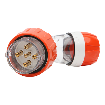 56 Series, Plug Angled, 40A 500V 3-Phase 5-Round Pin IP66, Orange