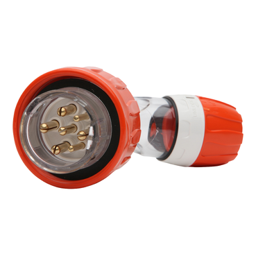 56 Series, Plug Angled, 20A 500V 3-Phase 7-Round Pin IP66, Orange