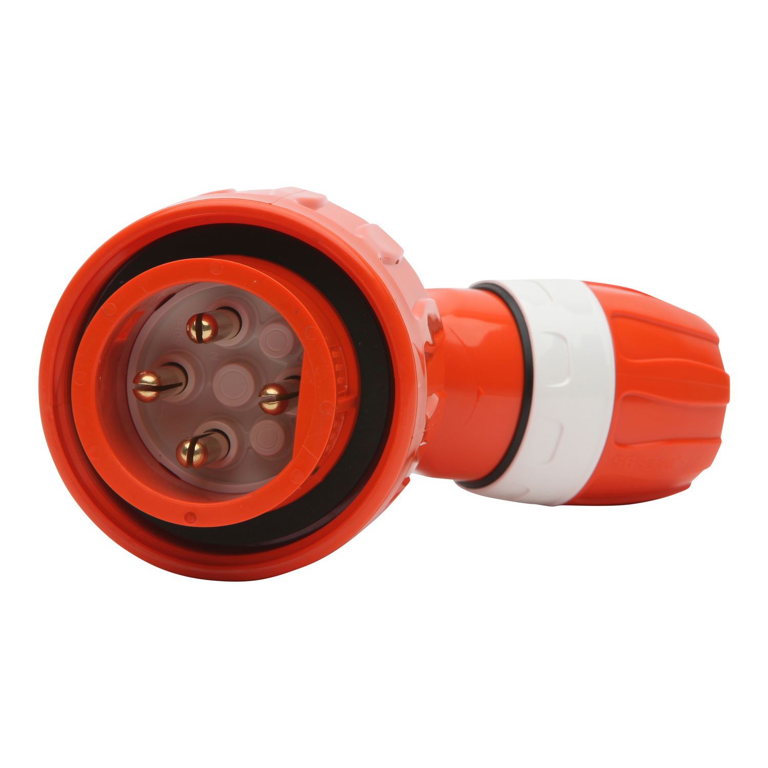 PDL 56 Series - Plug Angled 20A 500V 3-Phase 4-Round Pin IP66 PBT - Chem Res Orange