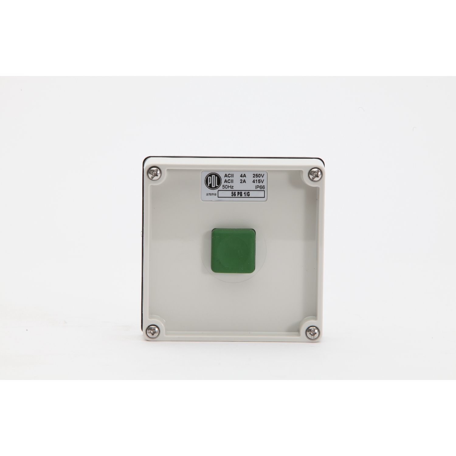 PDL 56 Series - Momentary Push Button Switch Green Button IP66 - Grey