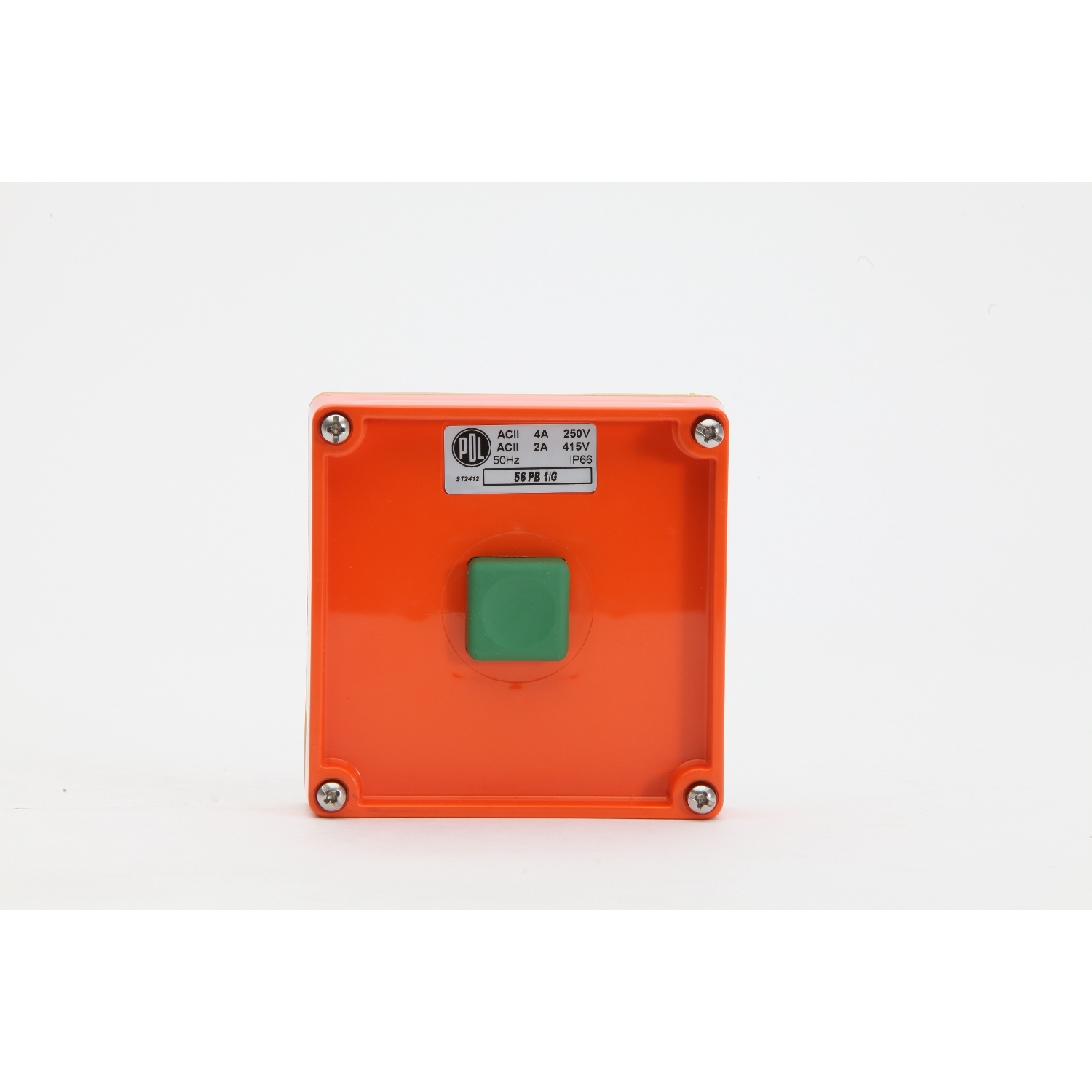 PDL 56 Series - Momentary Push Button Switch Green Button IP66 - Chemical-Resistant Orange