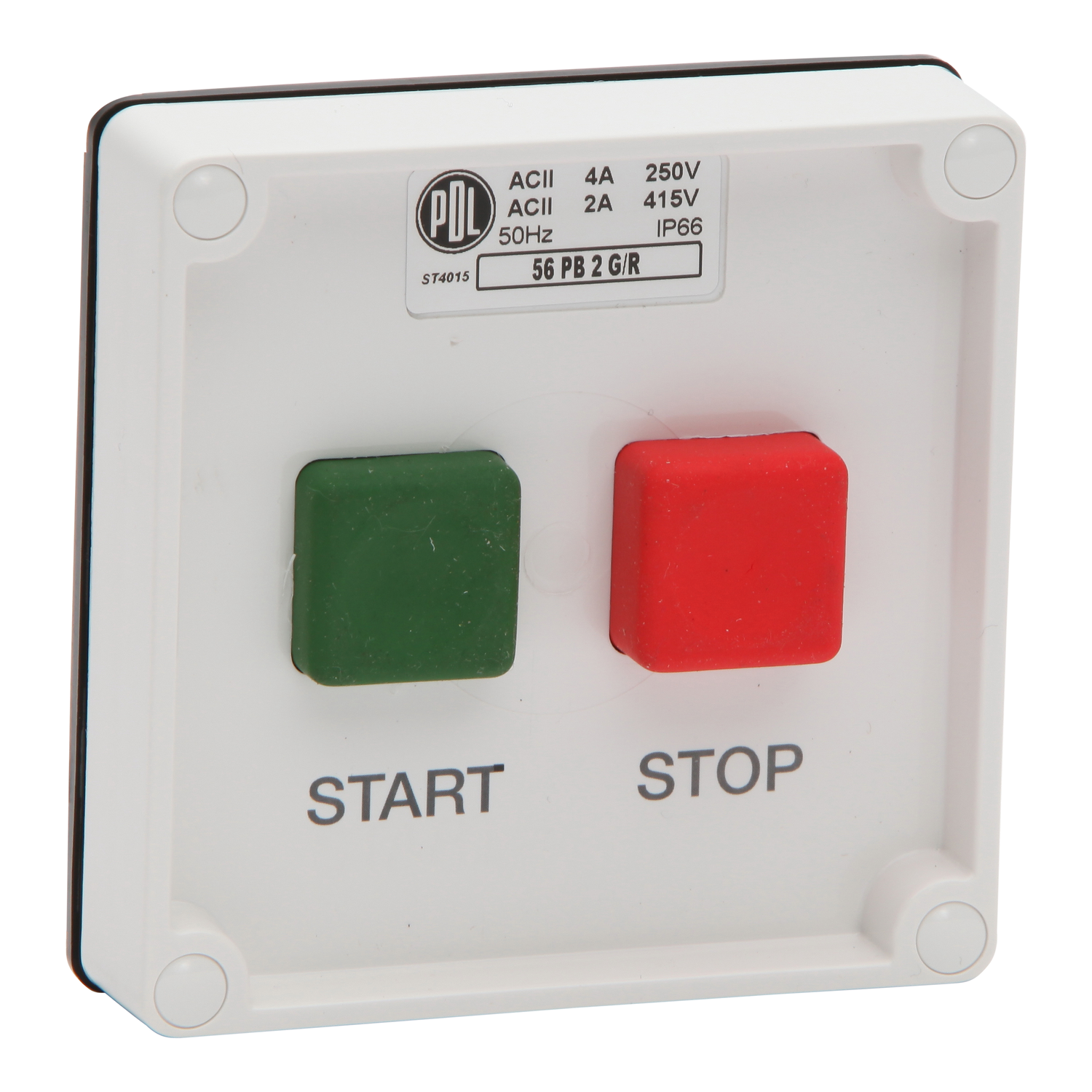 PDL 56 Series - Momentary Push Button Switch Start Stop Buttons IP66 - Chemical-Resistant White