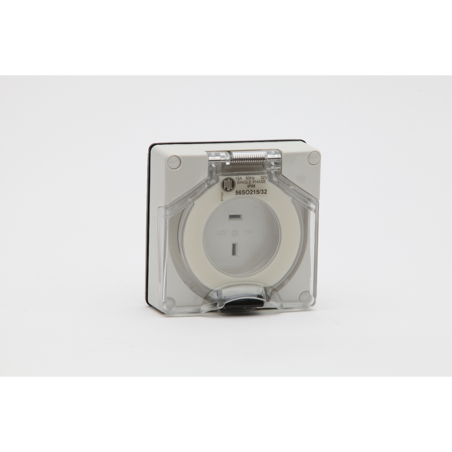 PDL 56 Series - Socket 32A 250V 1-Phase 2-Flat Pin IP66 - Grey