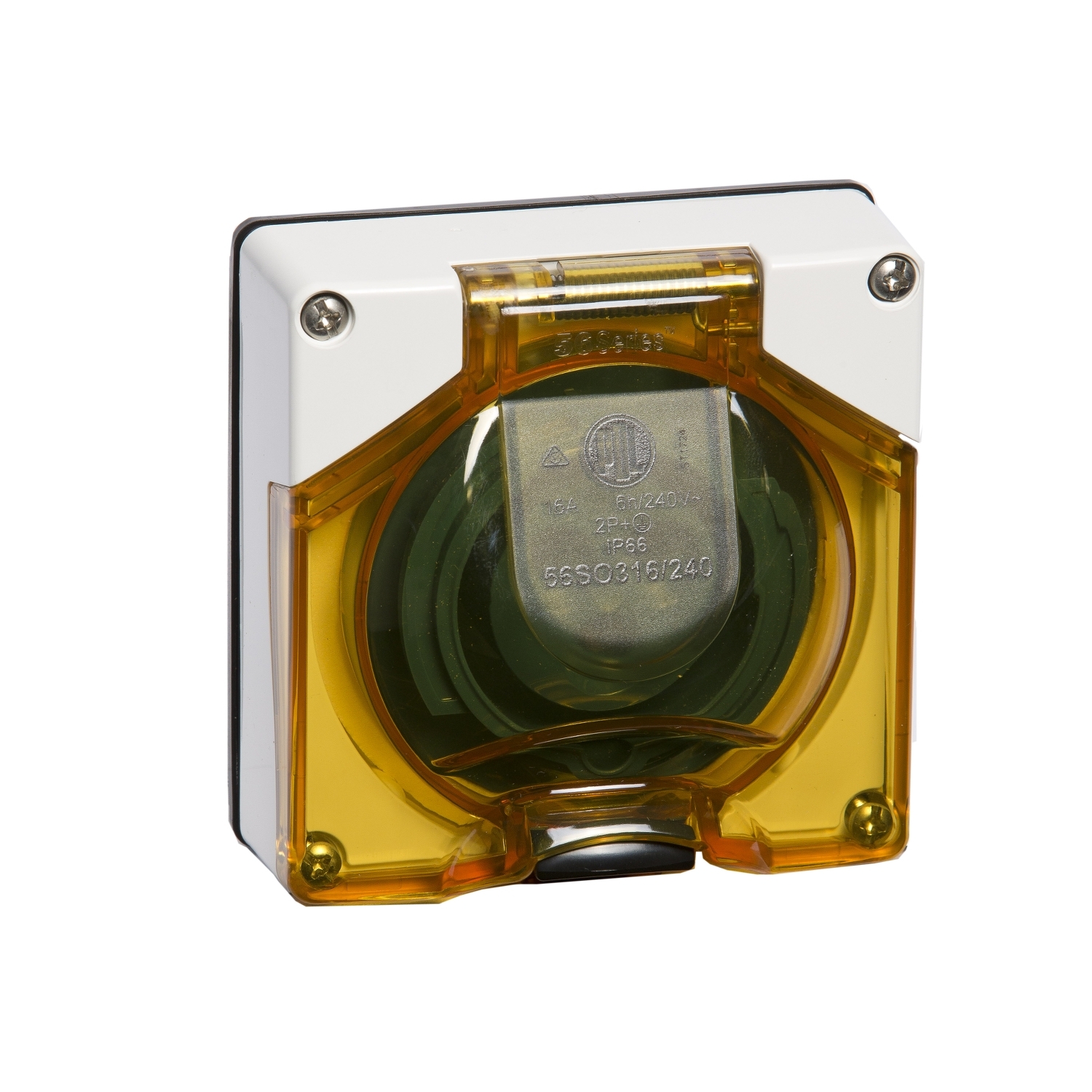 PDL 56 Series - Socket 32A 250V 1-Phase 3-Round Pin IP66 - Chemical-Resistant White