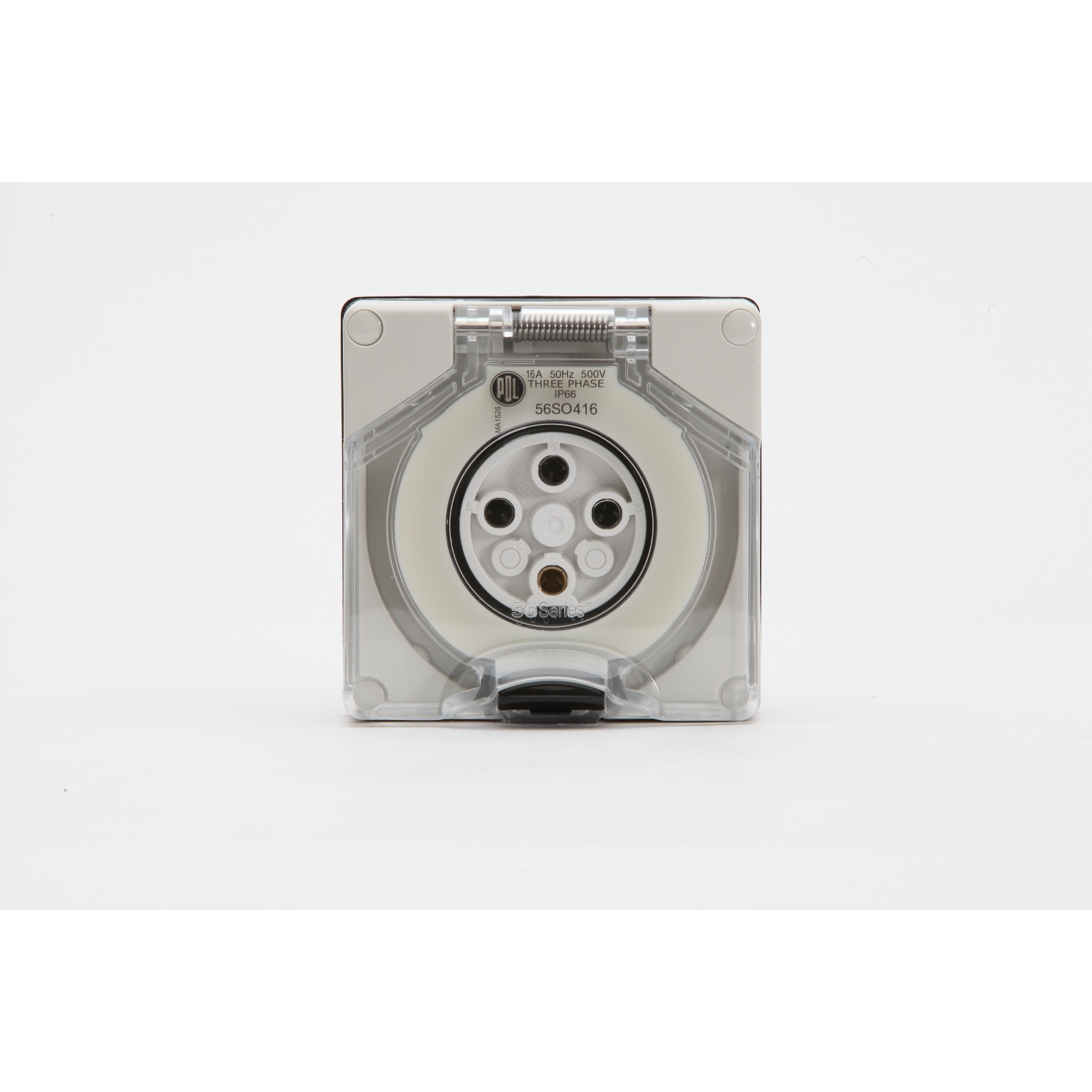 PDL 56 Series - Socket 16A 500V 3-Phase 4-Round Pin IP66 - Grey