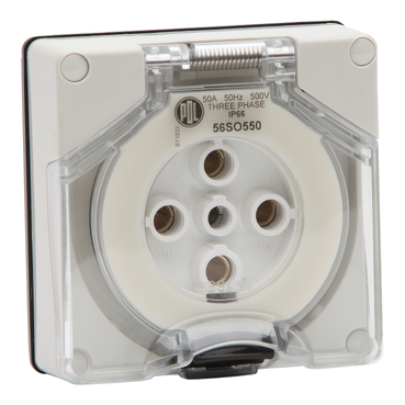 56 Series, Socket, 50A 500V 3-Phase 5-Round Pin IP66