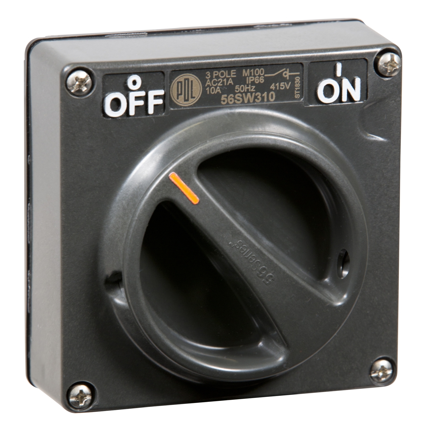 PDL 56 Series - Switch 10A 415V 3-Pole IP66 - Chemical-Resistant Grey